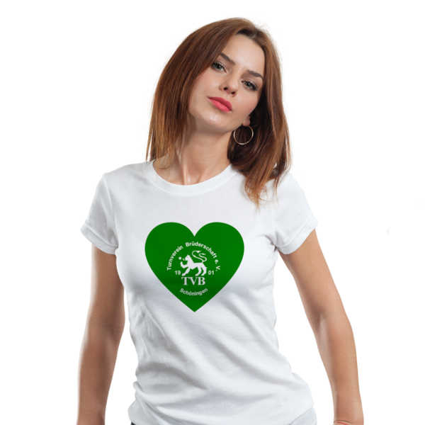 Ladies T-Shirt weiss mit Motiv "grünes Herz"