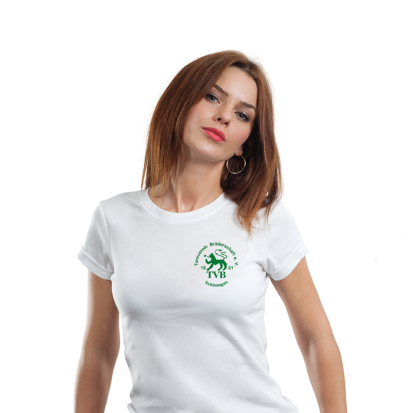 Ladies T-Shirt weiss mit Motiv "Logo grün klein"